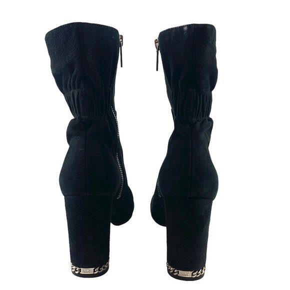 MICHAEL Michael Kors Dolores Suede Block Heel Chain Accent Bootie - Picture 4 of 12